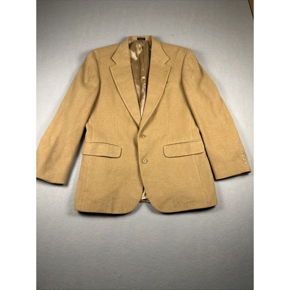 Vintage Robert Stock 100% Camel Hair Blazer Jacket Mens 2 Button Tan Luxury 40L